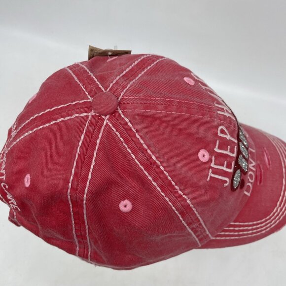 Kbethos "Jeep Hair Don't Care" Baseball Cap NWT Women Pink Distressed - Picture 4 of 6